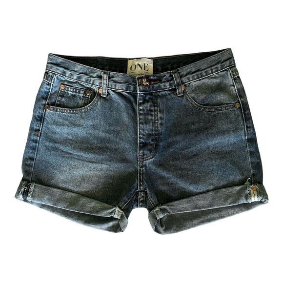 One Teaspoon Pants - One Teaspoon Chargers Cut Off Denim Blue Jean Shorts Size 26